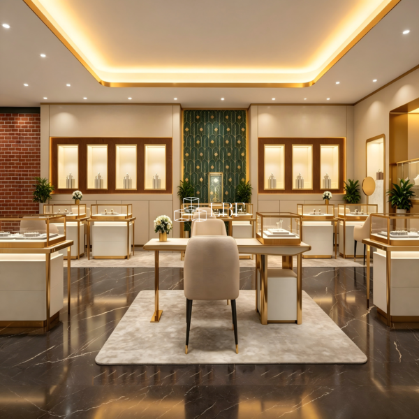 Light - luxury jewelry store - wide display cabinets - Bild 5