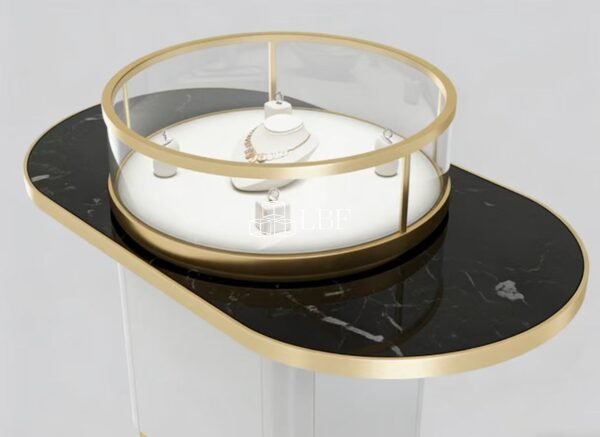 Black and gold round jewelry cabinet - Immagine 4