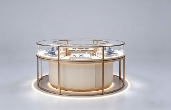Light - luxury round jewelry display cabinet - Immagine 3