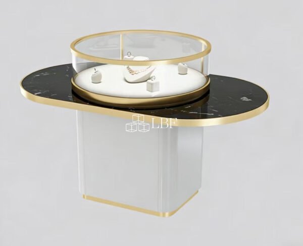 Black and gold round jewelry cabinet - Immagine 3