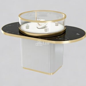 Black and gold round jewelry cabinet