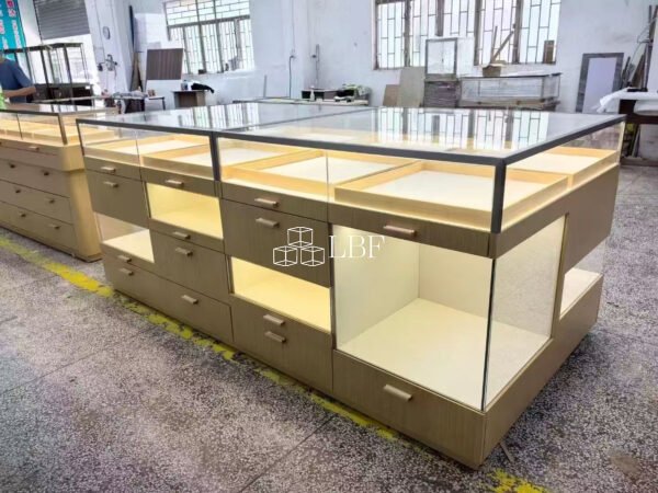 Solid wood glass jewelry cabinet