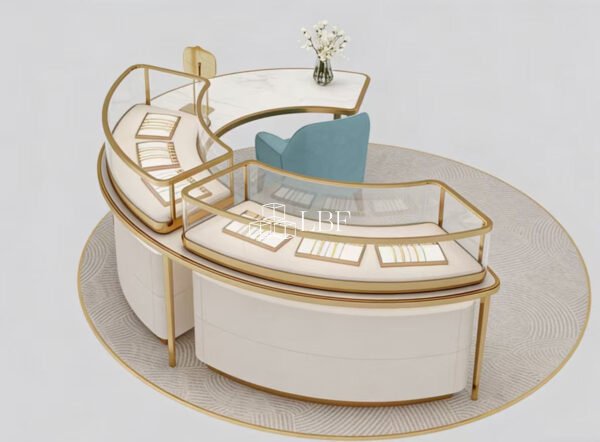 Scaffale curvo a isola per gioielli di lusso