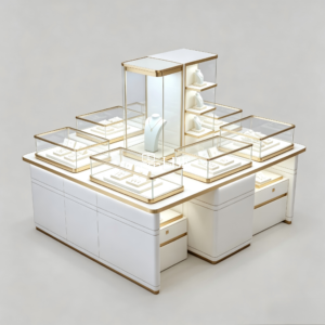 It is suitable for high - end jewelry exhibition halls and brand flagship stores. It creates an immersive shopping space, arranges displays in a scientific way by zoning, enhances the brand's style, attracts high - end customer groups, takes both display and storage into consideration, and helps upgrade the store's image.
