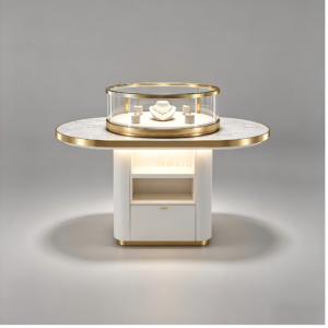 Light - luxury circular mid - island jewelry display cabine
