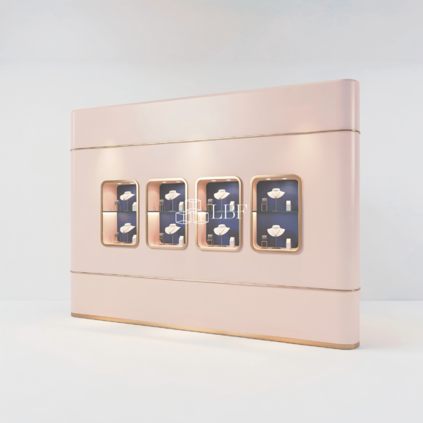 LBF Modern Light Luxury Curved Jewelry Display Wall Cabinet Custom LED Showcase System - Image 3