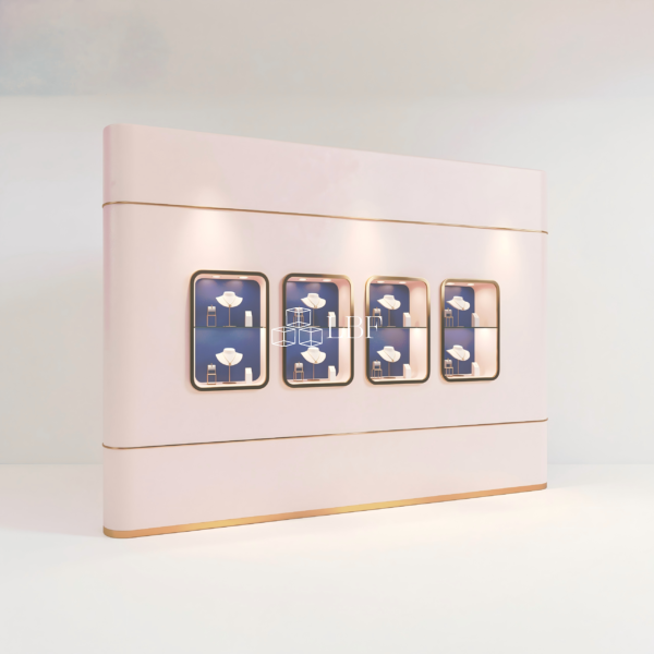 LBF Modern Light Luxury Curved Jewelry Display Wall Cabinet Custom LED Showcase System - Image 2
