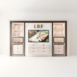 LBF Modern Luxury Jewelry Display Wall Cabinet Custom LED Showcase System
