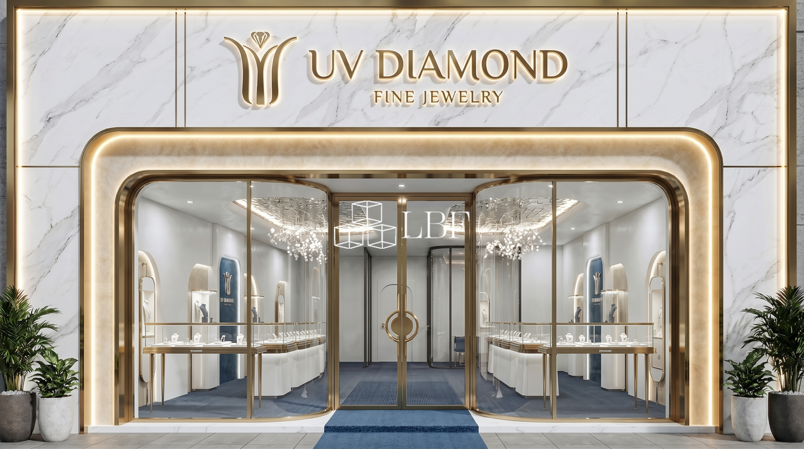 Modern Luxury Jewelry Display Showcase Counter Set