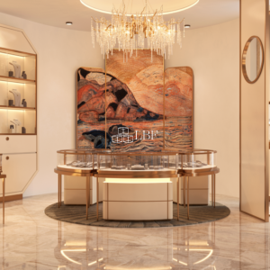Luxury Round Jewelry Display Space Design · LED Showcase System