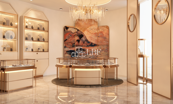 Luxury Round Jewelry Display Space Design · LED Showcase System
