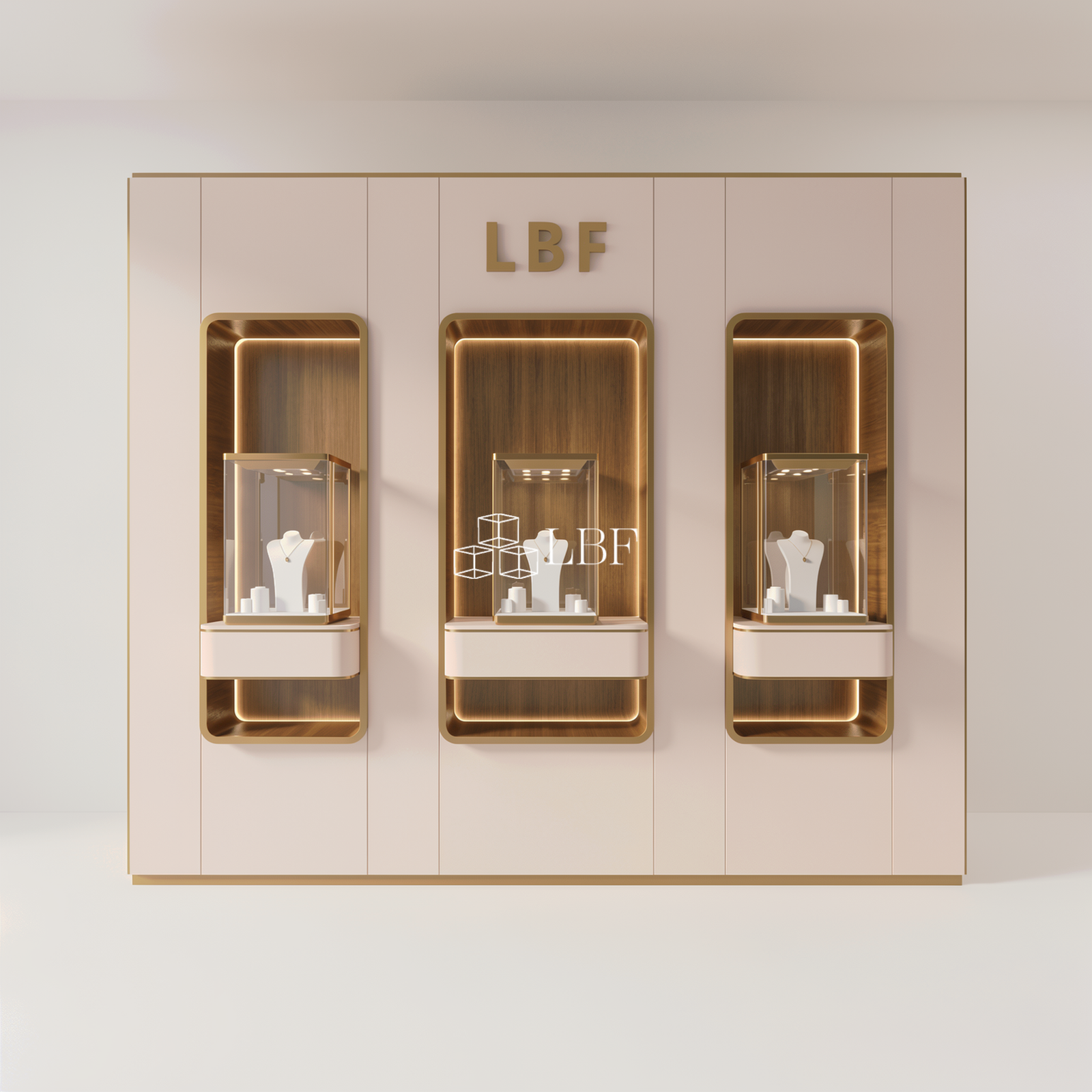 Recessed Brand Jewelry Display Case