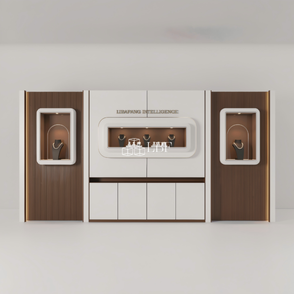 LIBAFANG Modern High-End Jewelry Display Wall Cabinet Custom LED Brand Showcase System
