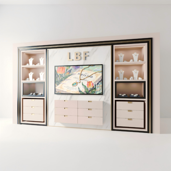 LBF Modern Luxury Jewelry Display Wall Cabinet Custom LED Showcase System - Image 3