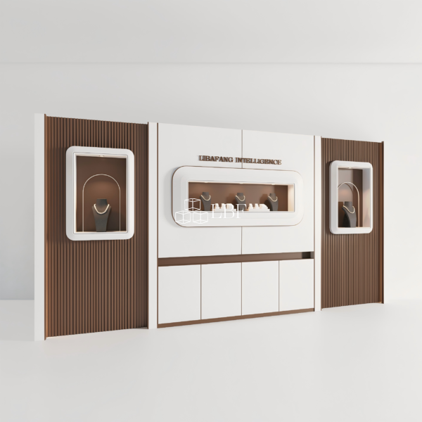 LIBAFANG Modern High-End Jewelry Display Wall Cabinet Custom LED Brand Showcase System - Image 2