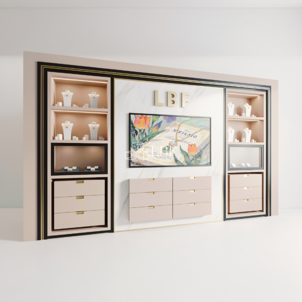 LBF Modern Luxury Jewelry Display Wall Cabinet Custom LED Showcase System - Image 2