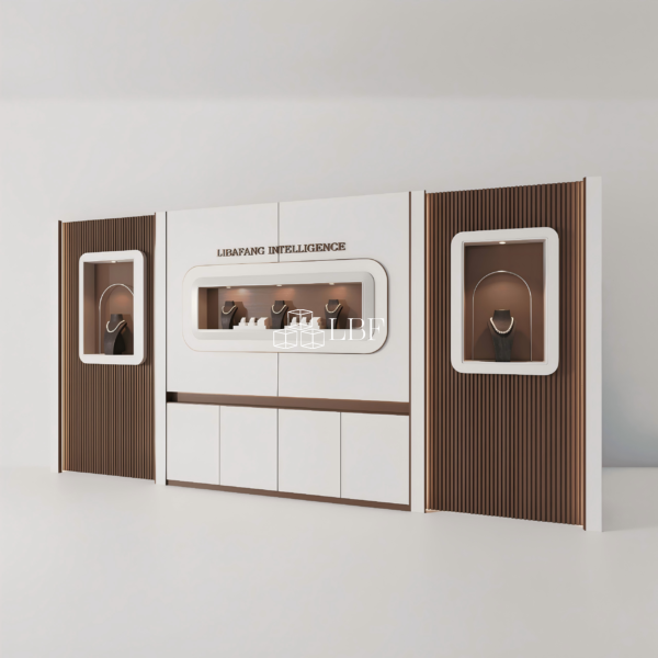 LIBAFANG Modern High-End Jewelry Display Wall Cabinet Custom LED Brand Showcase System - Image 3