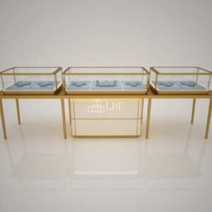 Gold Frame Glass Display Counter for Jewelry Stores