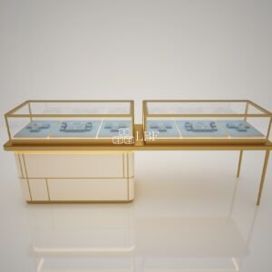 Luxury Gold Frame Glass Jewellery Island Counter