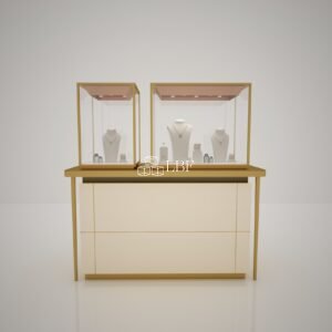 Light Luxury Champagne Gold Modular Jewelry Display Cabinet