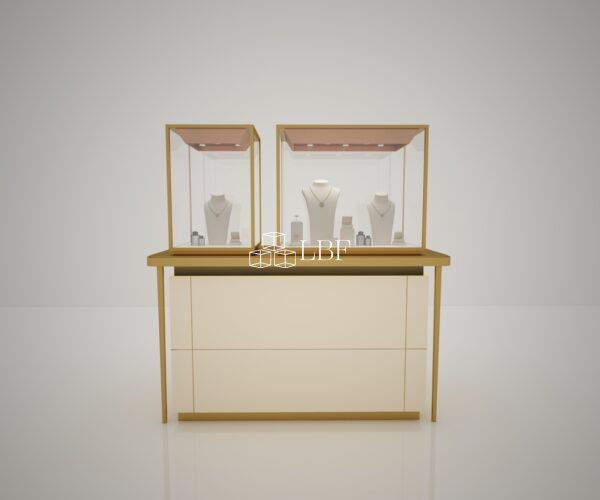 Light Luxury Champagne Gold Modular Jewelry Display Cabinet