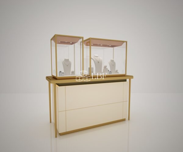 Light Luxury Champagne Gold Modular Jewelry Display Cabinet - Immagine 2