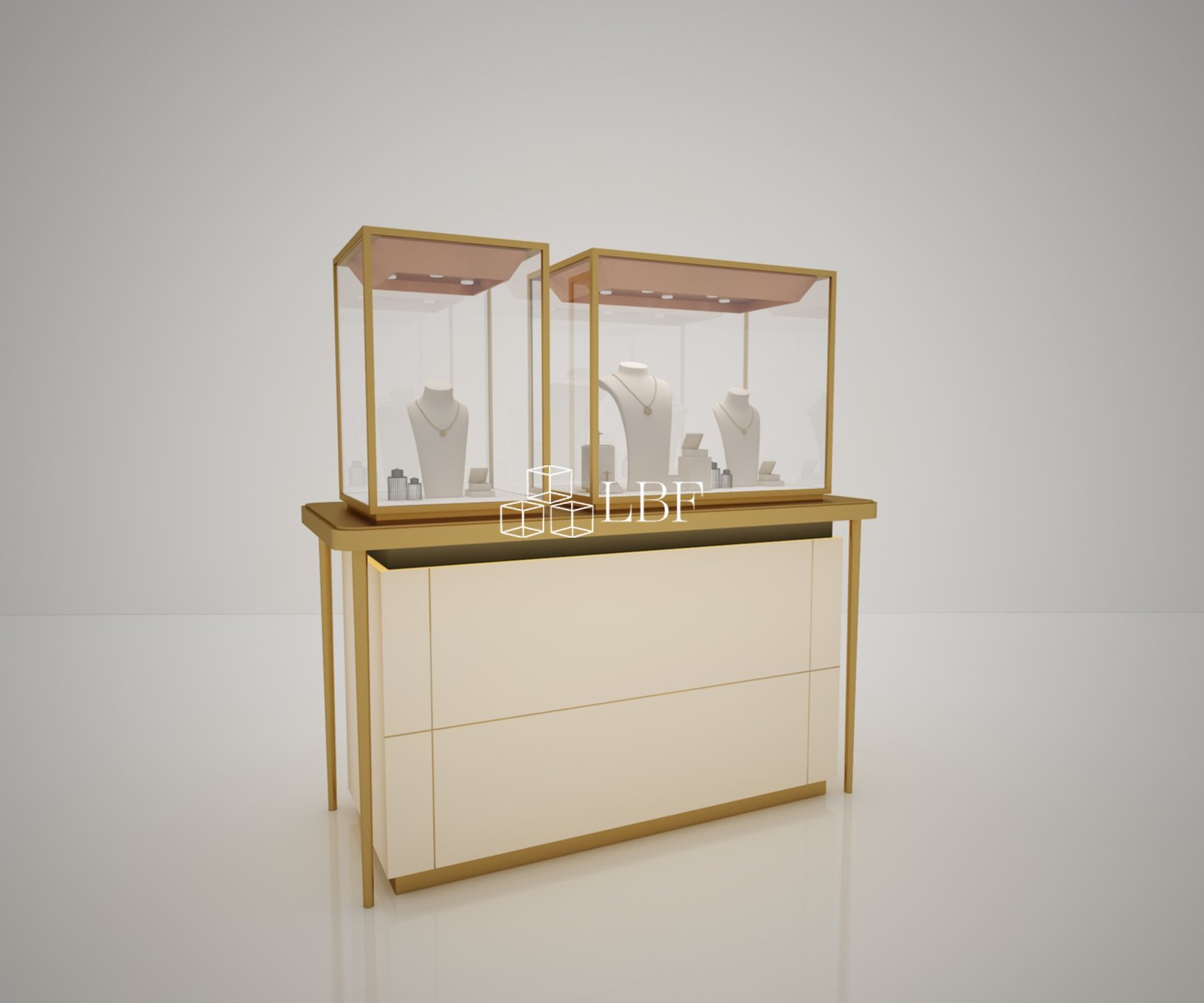 Light Luxury Champagne Gold Modular Jewelry Display Cabinet - Immagine 2