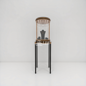 Cylindrical Jewelry Window Showcase