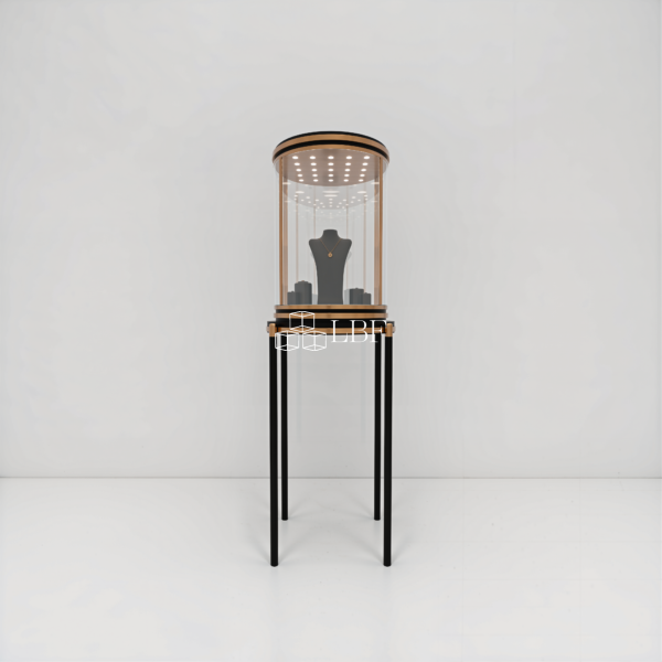 Cylindrical Jewelry Window Showcase