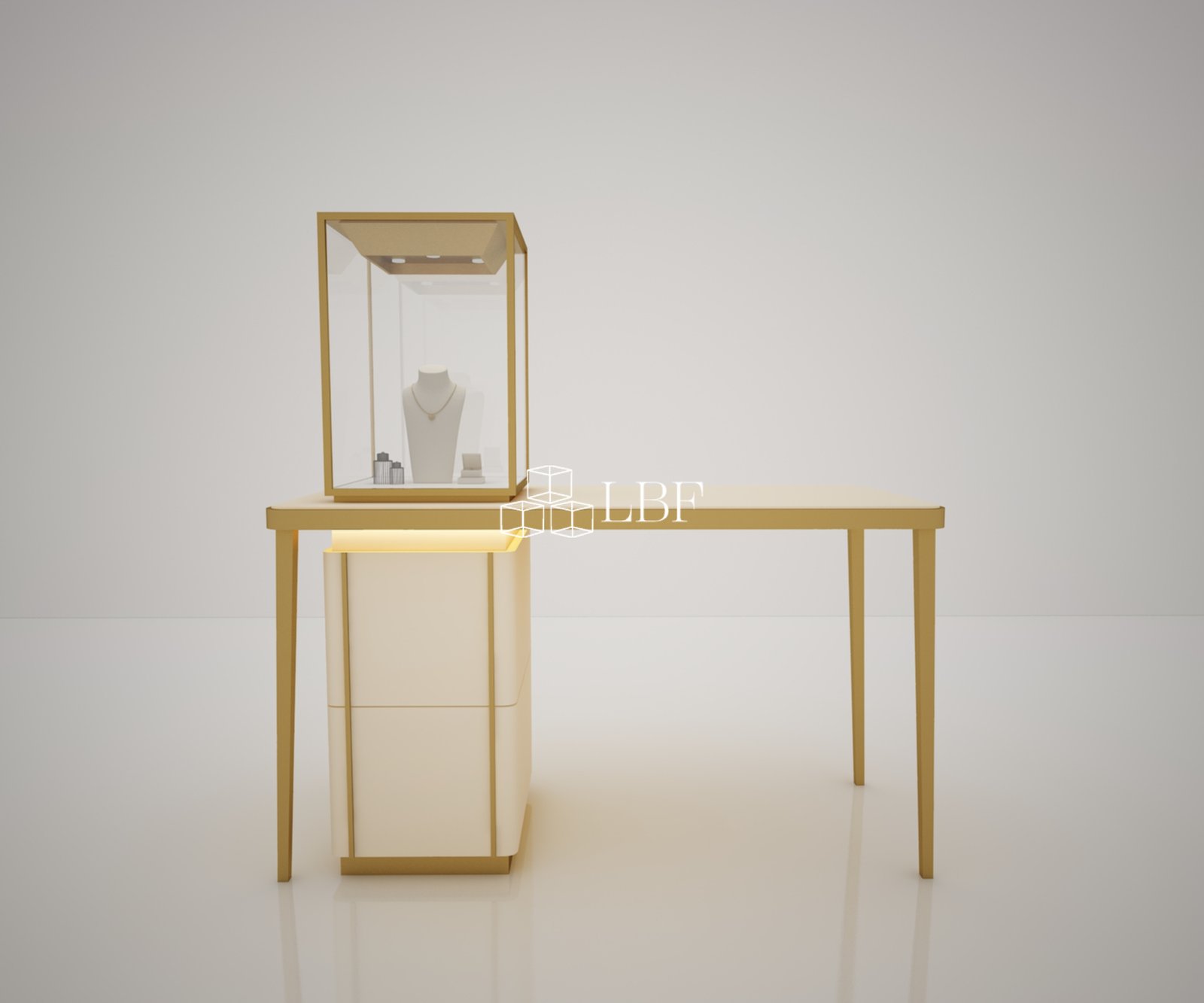 Gold Metal Frame Glass Display Cabinet for - Image 2