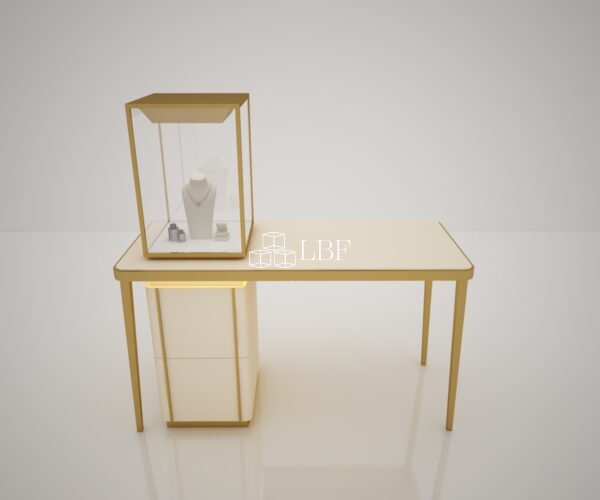 Gold Metal Frame Glass Display Cabinet for