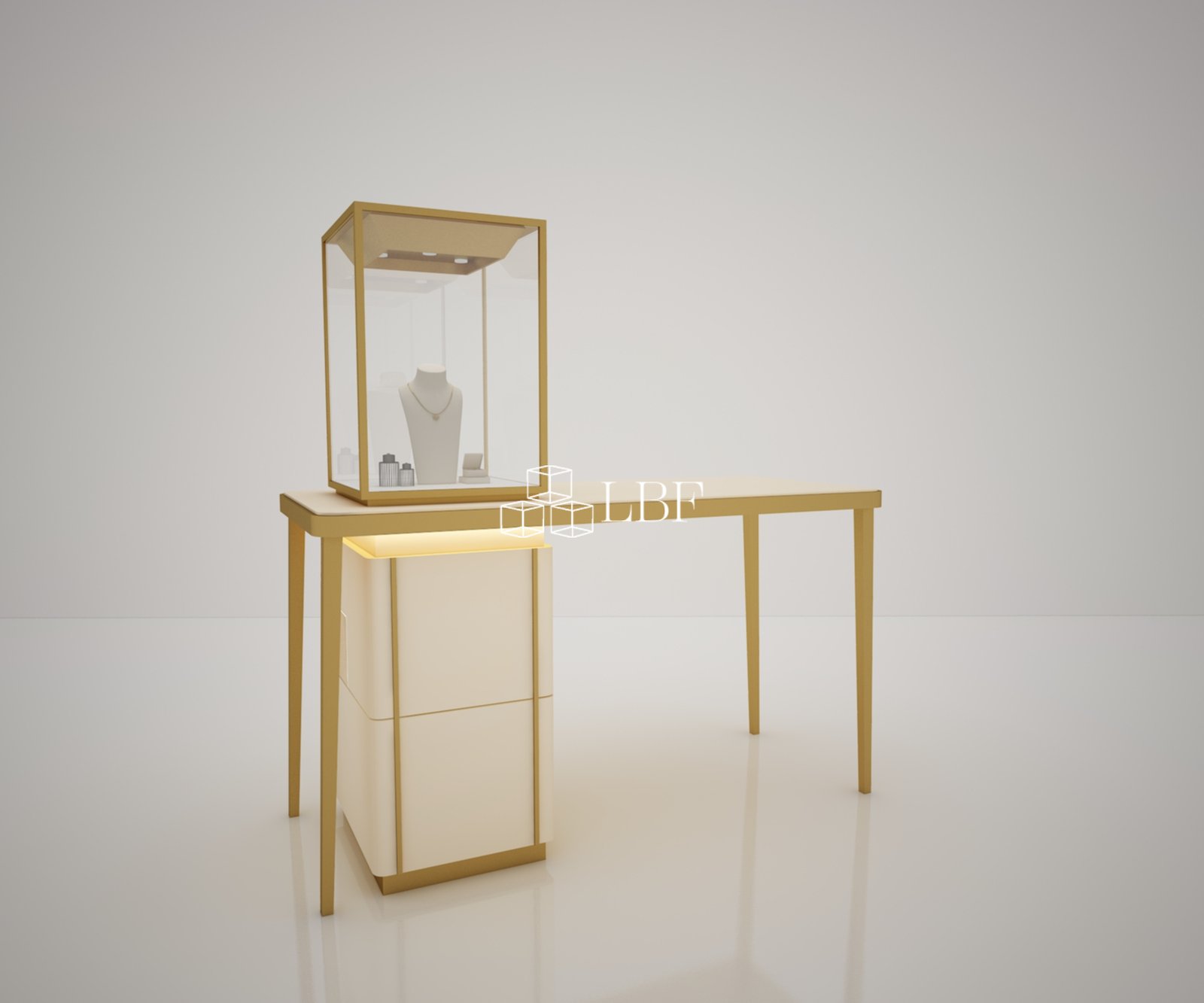 Gold Metal Frame Glass Display Cabinet for - Image 3