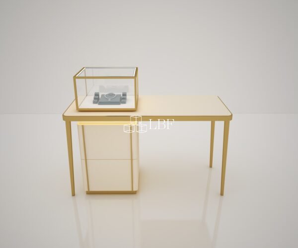 Gold Metal Jewelry Showcase Cabinet