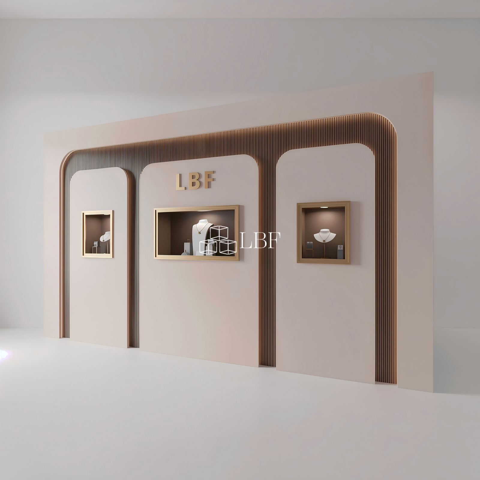 Curved Rounded Corner Brand Image Jewelry Wall Cabinet - Image 2