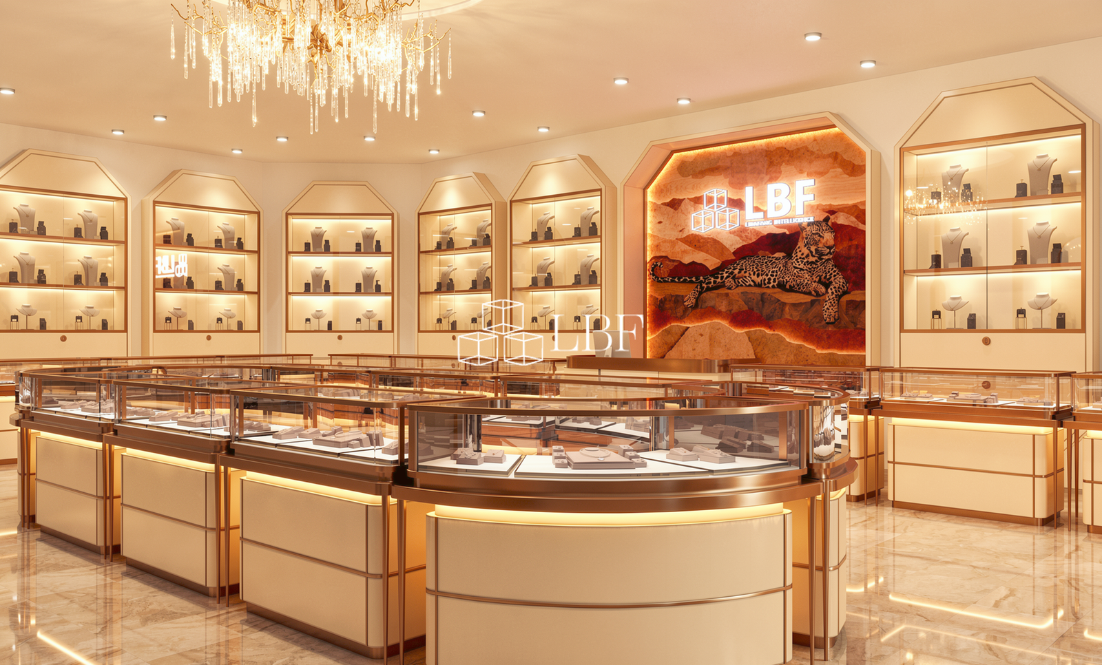 Luxury Round Jewelry Display Space Design · LED Showcase System - Image 3