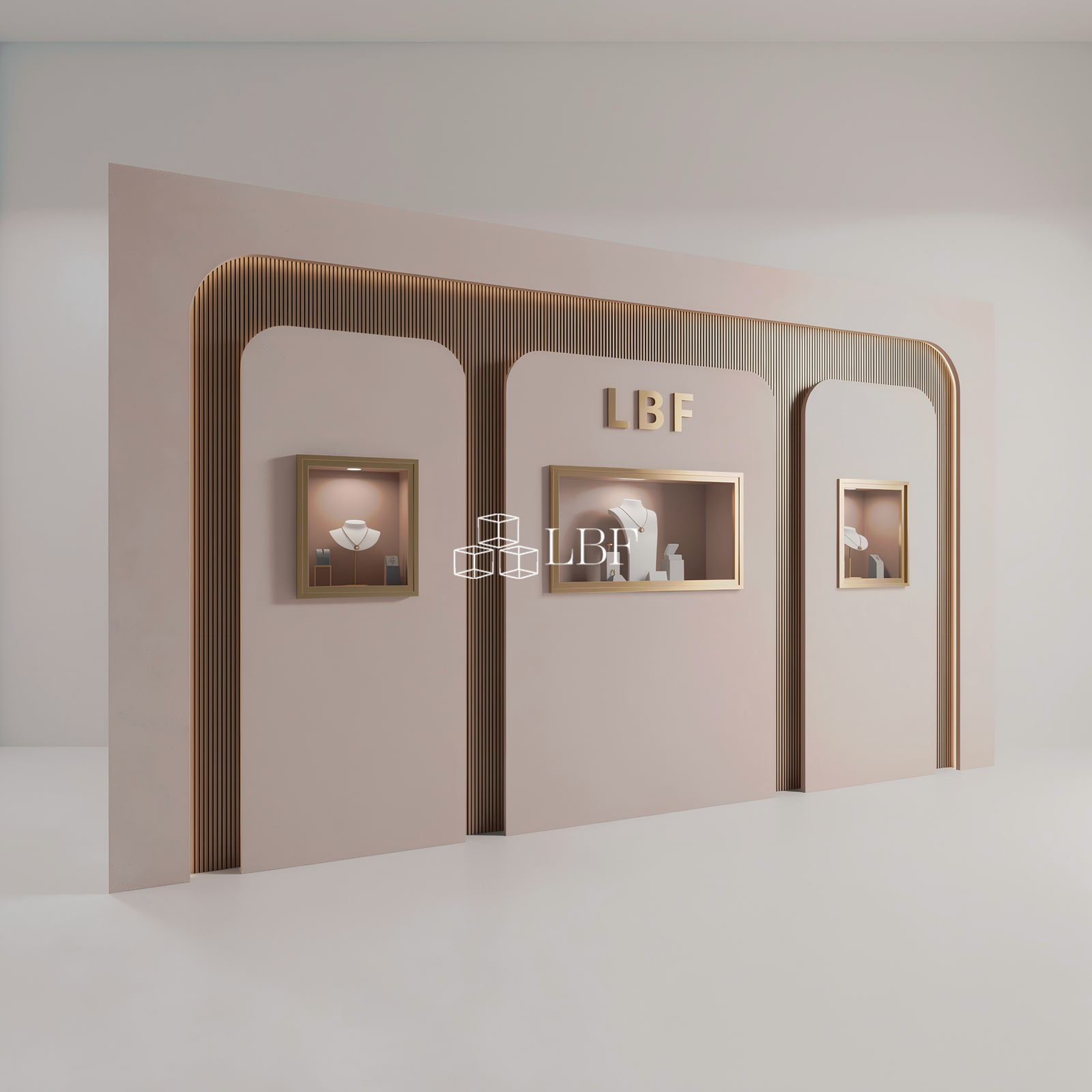 Curved Rounded Corner Brand Image Jewelry Wall Cabinet - Image 3