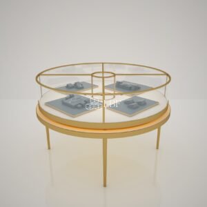 Round Slim Steel Frame Jewelry Island Display Cabinet