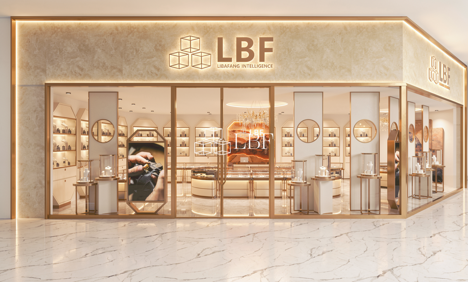 Luxury Round Jewelry Display Space Design · LED Showcase System - Image 2