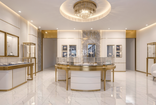 Luxury White & Gold Jewelry Display Showcase Set - Image 2