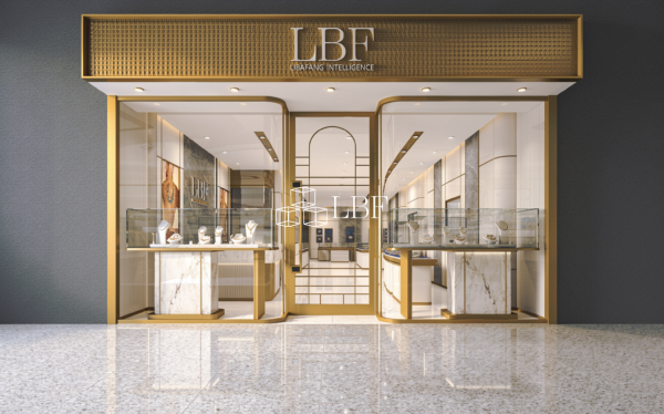 Luxury White & Gold Jewelry Display Showcase Set - Image 3
