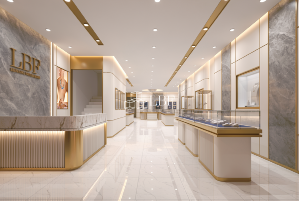 Luxury White & Gold Jewelry Display Showcase Set - Image 4