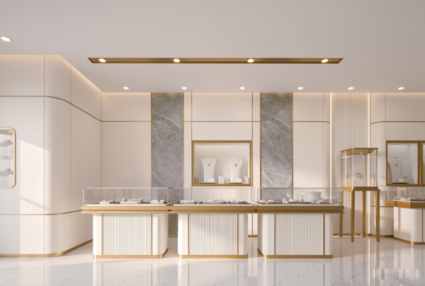 Luxury White & Gold Jewelry Display Showcase Set
