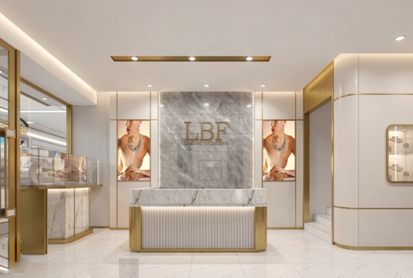 Luxury White & Gold Jewelry Display Showcase Set - Image 5