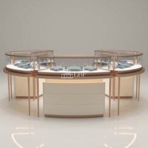 Curved Enclosed Jewelry Glass Island Display