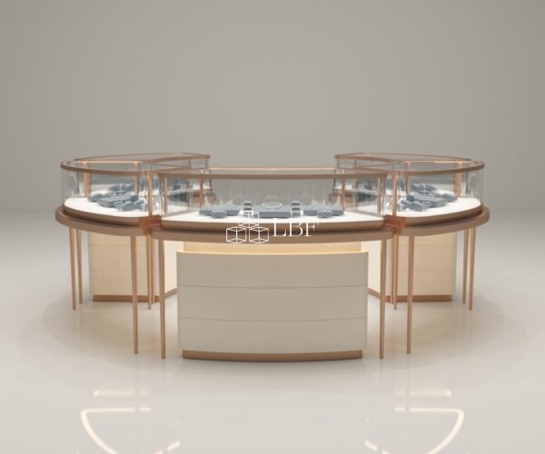 Curved Enclosed Jewelry Glass Island Display