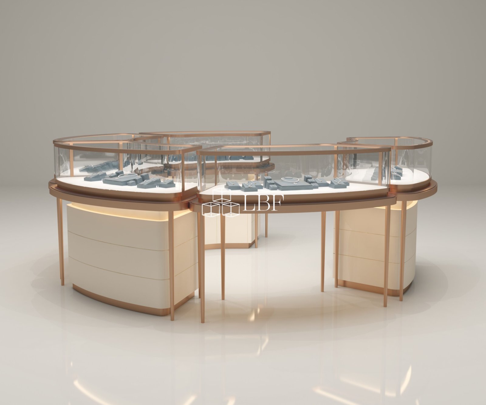Curved Enclosed Jewelry Glass Island Display - Image 3