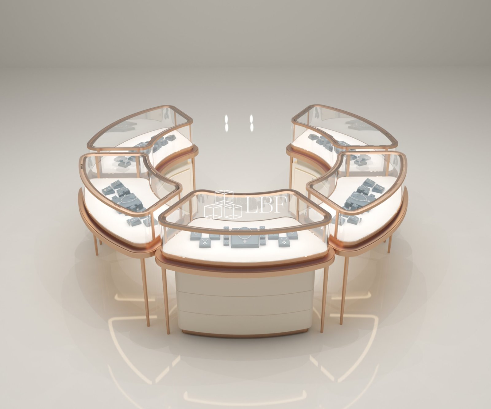 Curved Enclosed Jewelry Glass Island Display - Image 2