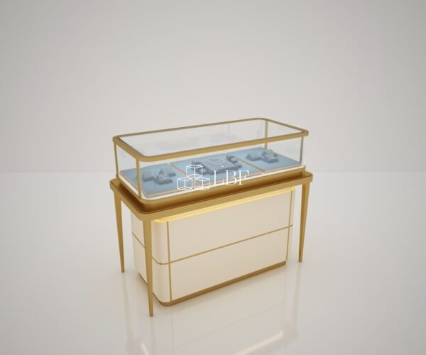 Minimalist Rose Gold Vertical Jewelry Display Cabinet - Image 3