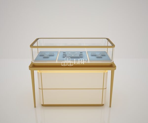 Minimalist Rose Gold Vertical Jewelry Display Cabinet - Image 2