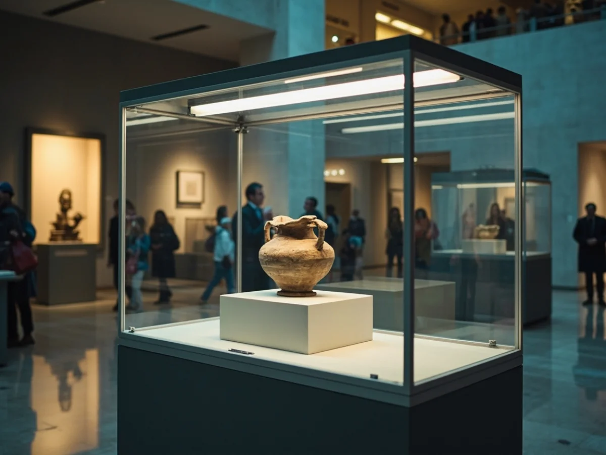 Vitrine de musée autoportante avec éclairage à fibre optique